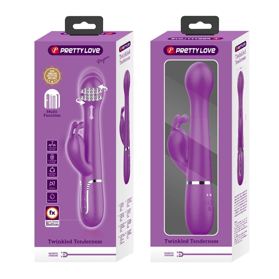 PRETTY LOVE - VIBRATEUR LAPIN MULTIFONCTION 3 EN 1 DEJON VIOLET